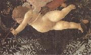 Sandro Botticelli Detail of Cupid with eyes bandaged,shooting an arrow at Chastity painting